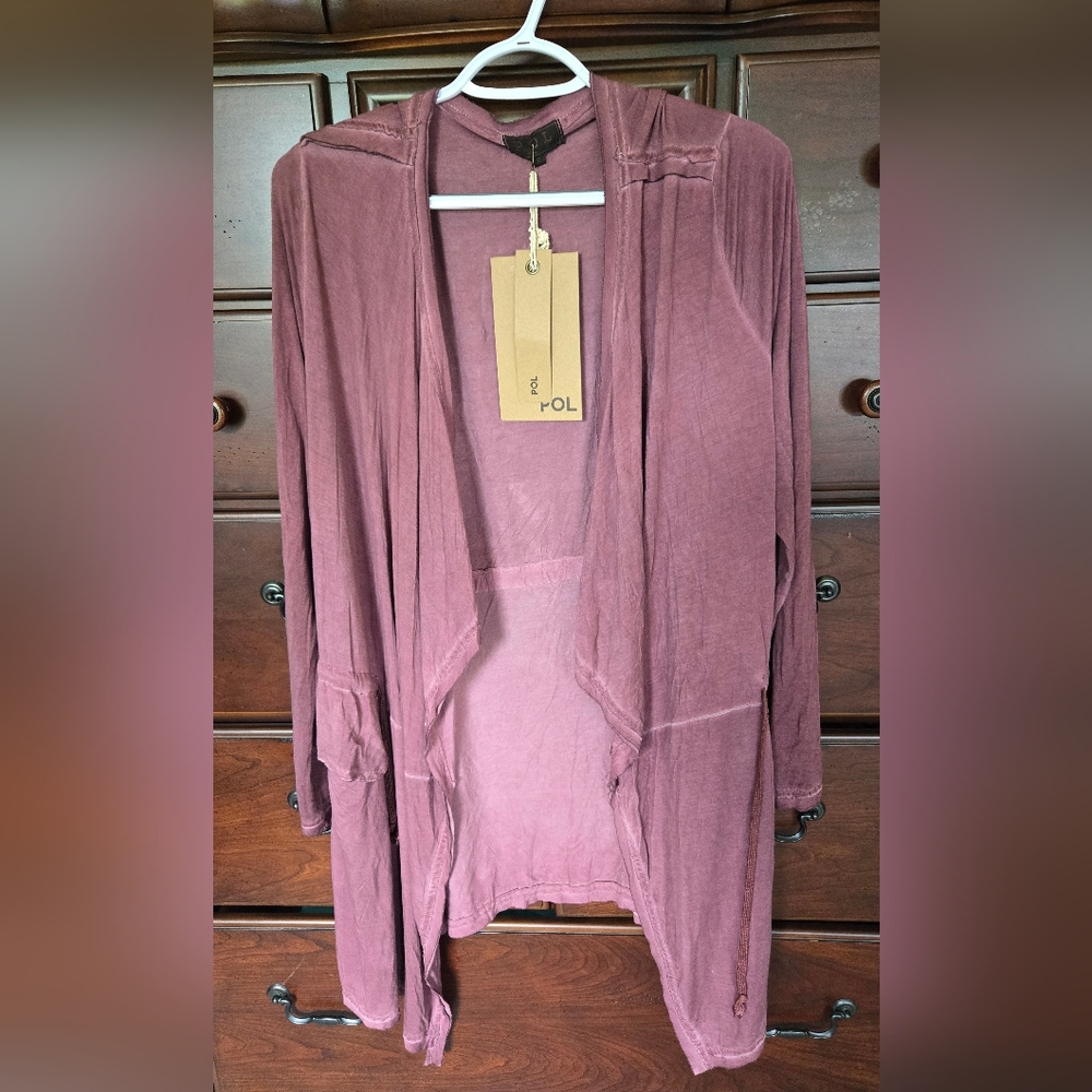 NEW POL Women's Dusty Rose Open Front Cardigan